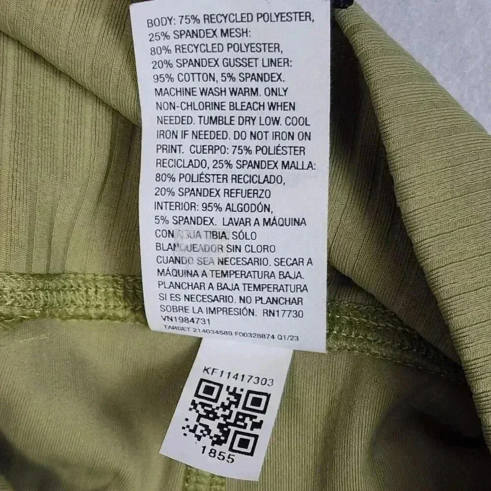 All in Motion Women's Size XS High Rise Rib Seamless Legging Sage Green Yoga Run